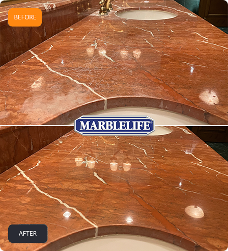 Marble Countertop Etch Removal and Countertop Polishing Before and After